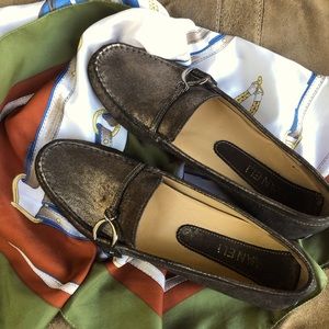 Vaneli Driving Slip on Shoes, Grey Bronze Metallic, BEAUTIFUL! Buckle Top, 7.5 A